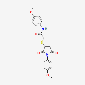 molecular formula C20H20N2O5S B11180058 N-(4-methoxyphenyl)-2-{[1-(4-methoxyphenyl)-2,5-dioxopyrrolidin-3-yl]sulfanyl}acetamide 