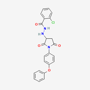 2-chloro-N'-[2,5-dioxo-1-(4-phenoxyphenyl)pyrrolidin-3-yl]benzohydrazide