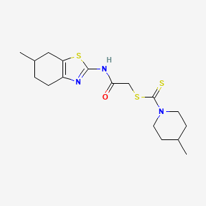 molecular formula C17H25N3OS3 B11180128 2-[(6-Methyl-4,5,6,7-tetrahydro-1,3-benzothiazol-2-yl)amino]-2-oxoethyl 4-methylpiperidine-1-carbodithioate 