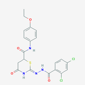 2-{2-[(2,4-dichlorophenyl)carbonyl]hydrazinyl}-N-(4-ethoxyphenyl)-4-oxo-5,6-dihydro-4H-1,3-thiazine-6-carboxamide