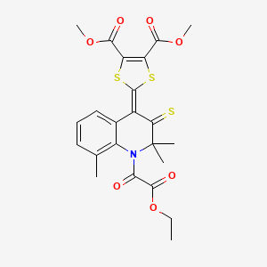 dimethyl 2-{1-[ethoxy(oxo)acetyl]-2,2,8-trimethyl-3-thioxo-2,3-dihydroquinolin-4(1H)-ylidene}-1,3-dithiole-4,5-dicarboxylate