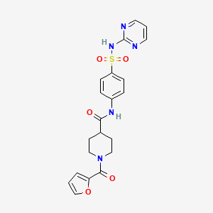 molecular formula C21H21N5O5S B11180209 1-(furan-2-ylcarbonyl)-N-[4-(pyrimidin-2-ylsulfamoyl)phenyl]piperidine-4-carboxamide 