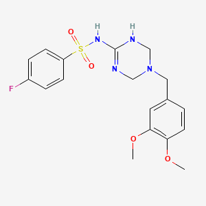 N-[5-(3,4-dimethoxybenzyl)-1,4,5,6-tetrahydro-1,3,5-triazin-2-yl]-4-fluorobenzenesulfonamide