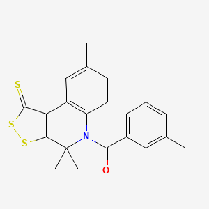 molecular formula C21H19NOS3 B11180326 (3-methylphenyl)(4,4,8-trimethyl-1-thioxo-1,4-dihydro-5H-[1,2]dithiolo[3,4-c]quinolin-5-yl)methanone 