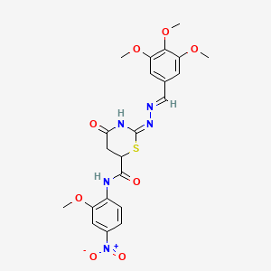 N-(2-methoxy-4-nitrophenyl)-4-oxo-2-[(2E)-2-(3,4,5-trimethoxybenzylidene)hydrazinyl]-5,6-dihydro-4H-1,3-thiazine-6-carboxamide