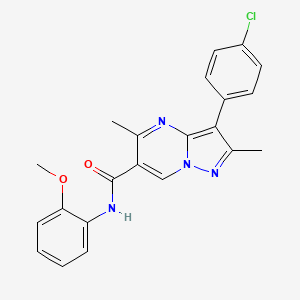 molecular formula C22H19ClN4O2 B11180362 3-(4-chlorophenyl)-N-(2-methoxyphenyl)-2,5-dimethylpyrazolo[1,5-a]pyrimidine-6-carboxamide 