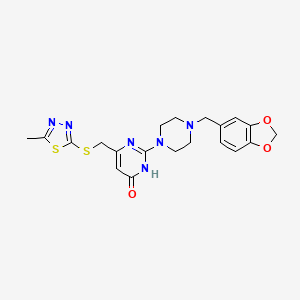 2-[4-(1,3-benzodioxol-5-ylmethyl)piperazin-1-yl]-6-{[(5-methyl-1,3,4-thiadiazol-2-yl)sulfanyl]methyl}pyrimidin-4(3H)-one