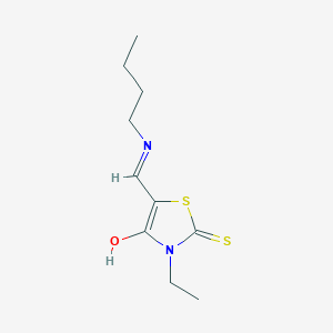 molecular formula C10H16N2OS2 B11180483 5-((Butylamino)methylidene)-3-ethyl-2-thioxo-1,3-thiazolidin-4-one 