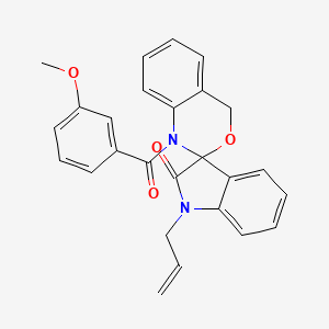 1-[(3-methoxyphenyl)carbonyl]-11-prop-2-enylspiro[4H-benzo[d]1,3-oxazaperhydro ine-2,3'-indoline]-12-one