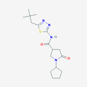 1-cyclopentyl-N-[5-(2,2-dimethylpropyl)-1,3,4-thiadiazol-2-yl]-5-oxopyrrolidine-3-carboxamide