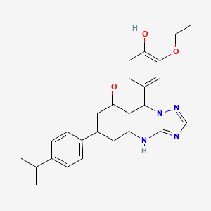 9-(3-ethoxy-4-hydroxyphenyl)-6-[4-(propan-2-yl)phenyl]-5,6,7,9-tetrahydro[1,2,4]triazolo[5,1-b]quinazolin-8(4H)-one