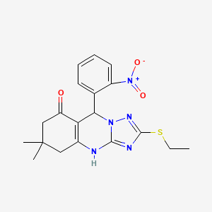 2-(ethylsulfanyl)-6,6-dimethyl-9-(2-nitrophenyl)-5,6,7,9-tetrahydro[1,2,4]triazolo[5,1-b]quinazolin-8(4H)-one