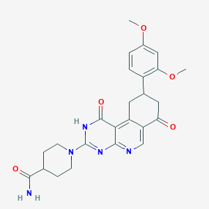 1-[9-(2,4-Dimethoxyphenyl)-1-hydroxy-7-oxo-7,8,9,10-tetrahydropyrimido[4,5-c]isoquinolin-3-yl]piperidine-4-carboxamide