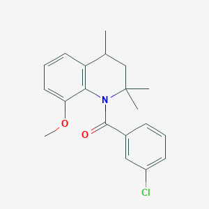 molecular formula C20H22ClNO2 B11180682 (3-chlorophenyl)(8-methoxy-2,2,4-trimethyl-3,4-dihydroquinolin-1(2H)-yl)methanone 