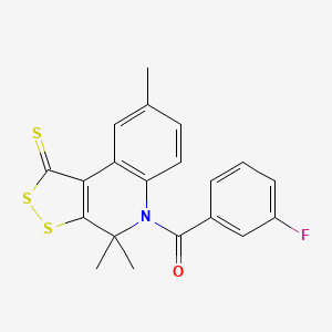 molecular formula C20H16FNOS3 B11180685 (3-fluorophenyl)(4,4,8-trimethyl-1-thioxo-1,4-dihydro-5H-[1,2]dithiolo[3,4-c]quinolin-5-yl)methanone 