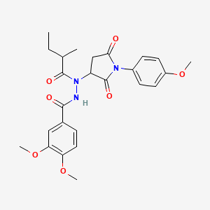 3,4-dimethoxy-N'-[1-(4-methoxyphenyl)-2,5-dioxopyrrolidin-3-yl]-N'-(2-methylbutanoyl)benzohydrazide