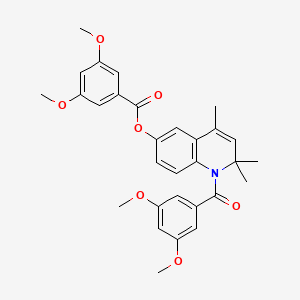 molecular formula C30H31NO7 B11180755 1-[(3,5-Dimethoxyphenyl)carbonyl]-2,2,4-trimethyl-1,2-dihydroquinolin-6-yl 3,5-dimethoxybenzoate 