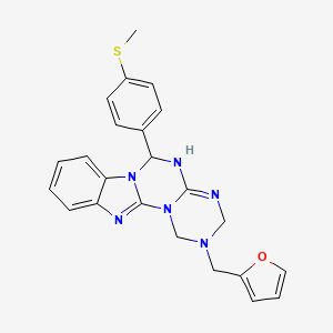 4-(furan-2-ylmethyl)-9-(4-methylsulfanylphenyl)-2,4,6,8,10,17-hexazatetracyclo[8.7.0.02,7.011,16]heptadeca-1(17),6,11,13,15-pentaene