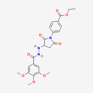 molecular formula C23H25N3O8 B11180933 Ethyl 4-{2,5-dioxo-3-[2-(3,4,5-trimethoxybenzoyl)hydrazino]-1-pyrrolidinyl}benzoate 