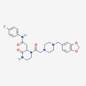 2-(1-{[4-(1,3-benzodioxol-5-ylmethyl)piperazin-1-yl]acetyl}-3-oxopiperazin-2-yl)-N-(4-fluorophenyl)acetamide