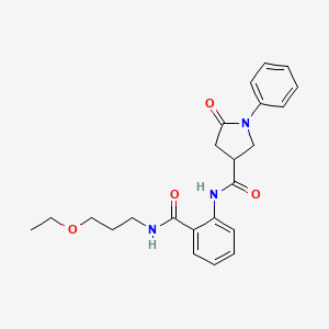 molecular formula C23H27N3O4 B11181033 N-{2-[(3-ethoxypropyl)carbamoyl]phenyl}-5-oxo-1-phenylpyrrolidine-3-carboxamide 