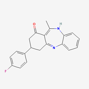 molecular formula C20H17FN2O B11181043 3-(4-fluorophenyl)-11-methyl-2,3,4,5-tetrahydro-1H-dibenzo[b,e][1,4]diazepin-1-one 