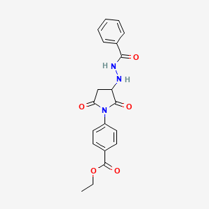 Ethyl 4-{2,5-dioxo-3-[(phenylcarbonylamino)amino]azolidinyl}benzoate