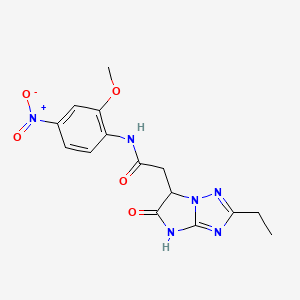 molecular formula C15H16N6O5 B11181054 2-(2-ethyl-5-oxo-5,6-dihydro-4H-imidazo[1,2-b][1,2,4]triazol-6-yl)-N-(2-methoxy-4-nitrophenyl)acetamide CAS No. 1158764-67-0