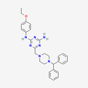 molecular formula C29H33N7O B11181101 6-{[4-(diphenylmethyl)piperazin-1-yl]methyl}-N-(4-ethoxyphenyl)-1,3,5-triazine-2,4-diamine 