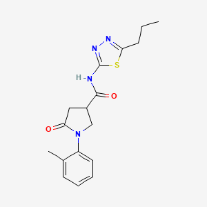 molecular formula C17H20N4O2S B11181126 1-(2-methylphenyl)-5-oxo-N-(5-propyl-1,3,4-thiadiazol-2-yl)pyrrolidine-3-carboxamide 