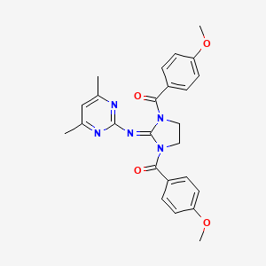 N-[1,3-Bis(4-methoxybenzoyl)imidazolidin-2-ylidene]-4,6-dimethylpyrimidin-2-amine