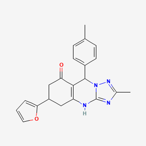 molecular formula C21H20N4O2 B11181159 6-(furan-2-yl)-2-methyl-9-(4-methylphenyl)-5,6,7,9-tetrahydro[1,2,4]triazolo[5,1-b]quinazolin-8(4H)-one 