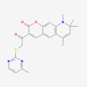 6,8,8,9-tetramethyl-3-{[(4-methylpyrimidin-2-yl)sulfanyl]acetyl}-8,9-dihydro-2H-pyrano[3,2-g]quinolin-2-one