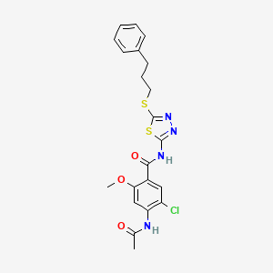 4-(acetylamino)-5-chloro-2-methoxy-N-{5-[(3-phenylpropyl)sulfanyl]-1,3,4-thiadiazol-2-yl}benzamide