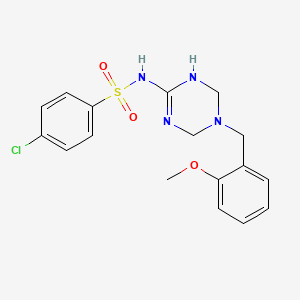 molecular formula C17H19ClN4O3S B11181183 4-chloro-N-[5-(2-methoxybenzyl)-1,4,5,6-tetrahydro-1,3,5-triazin-2-yl]benzenesulfonamide 