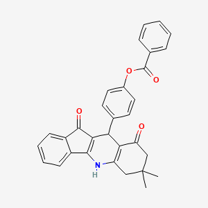 4-(7,7-dimethyl-9,11-dioxo-6,7,8,9,10,11-hexahydro-5H-indeno[1,2-b]quinolin-10-yl)phenyl benzoate