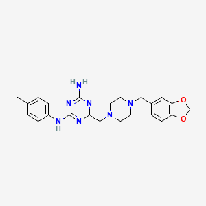 6-{[4-(1,3-benzodioxol-5-ylmethyl)piperazin-1-yl]methyl}-N-(3,4-dimethylphenyl)-1,3,5-triazine-2,4-diamine