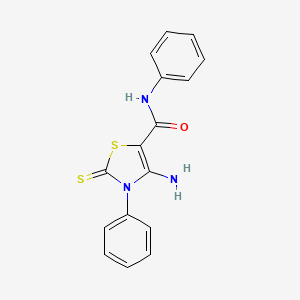 molecular formula C16H13N3OS2 B11181269 4-Amino-N,3-diphenyl-2-sulfanylidene-2,3-dihydro-1,3-thiazole-5-carboxamide CAS No. 57036-87-0