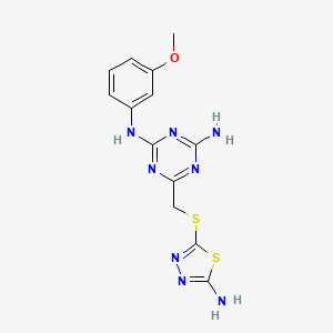 6-{[(5-amino-1,3,4-thiadiazol-2-yl)sulfanyl]methyl}-N-(3-methoxyphenyl)-1,3,5-triazine-2,4-diamine