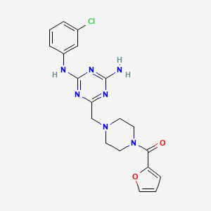 (4-{[4-Amino-6-(3-chloroanilino)-1,3,5-triazin-2-yl]methyl}piperazino)(2-furyl)methanone