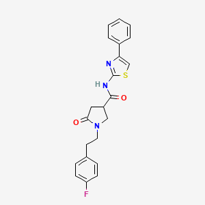 molecular formula C22H20FN3O2S B11181395 1-[2-(4-fluorophenyl)ethyl]-5-oxo-N-(4-phenyl-1,3-thiazol-2-yl)pyrrolidine-3-carboxamide 