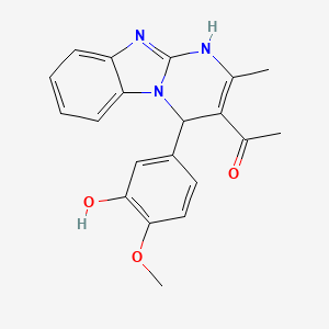 molecular formula C20H19N3O3 B11181407 1-[4-(3-Hydroxy-4-methoxyphenyl)-2-methyl-1,4-dihydropyrimido[1,2-a]benzimidazol-3-yl]ethanone 