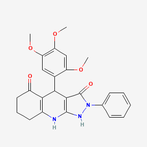 molecular formula C25H25N3O5 B11181427 3-hydroxy-2-phenyl-4-(2,4,5-trimethoxyphenyl)-2,4,6,7,8,9-hexahydro-5H-pyrazolo[3,4-b]quinolin-5-one 