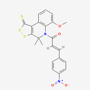 (2E)-1-(6-methoxy-4,4-dimethyl-1-thioxo-1,4-dihydro-5H-[1,2]dithiolo[3,4-c]quinolin-5-yl)-3-(4-nitrophenyl)prop-2-en-1-one