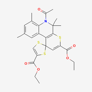 Diethyl 6'-acetyl-5',5',7',9'-tetramethyl-5',6'-dihydrospiro[1,3-dithiole-2,1'-thiopyrano[2,3-c]quinoline]-3',4-dicarboxylate