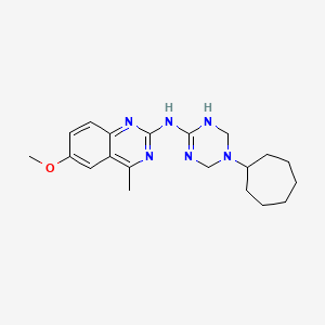 N-(5-cycloheptyl-1,4,5,6-tetrahydro-1,3,5-triazin-2-yl)-6-methoxy-4-methylquinazolin-2-amine