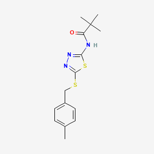 molecular formula C15H19N3OS2 B11181699 N-(5-((4-methylbenzyl)thio)-1,3,4-thiadiazol-2-yl)pivalamide 