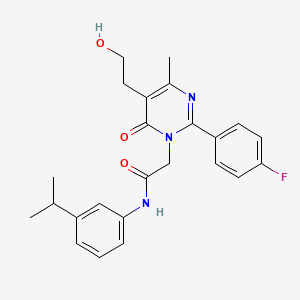 molecular formula C24H26FN3O3 B11181715 2-[2-(4-fluorophenyl)-5-(2-hydroxyethyl)-4-methyl-6-oxopyrimidin-1(6H)-yl]-N-[3-(propan-2-yl)phenyl]acetamide 