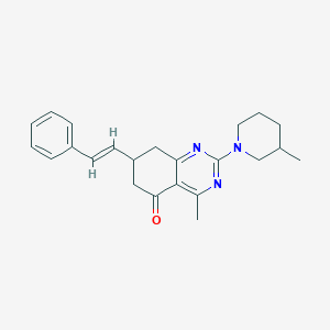 4-methyl-2-(3-methylpiperidin-1-yl)-7-[(E)-2-phenylethenyl]-7,8-dihydroquinazolin-5(6H)-one