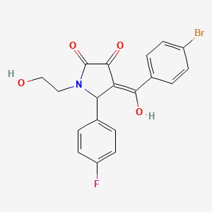 molecular formula C19H15BrFNO4 B11181770 (4E)-4-[(4-bromophenyl)(hydroxy)methylidene]-5-(4-fluorophenyl)-1-(2-hydroxyethyl)pyrrolidine-2,3-dione 